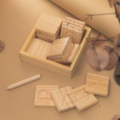 Childrens Groove Writing Board Alphanumeric Double-sided Educational Toy Wooden Writing Board Alphabet Track Copy Learning Toy