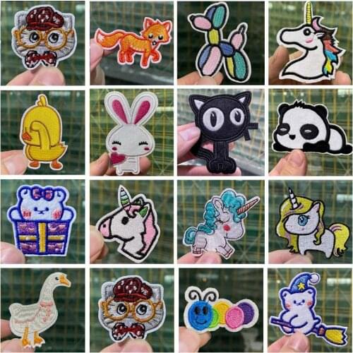 Prajna Unicorn Cartoon Animal Stripes Applique Patch Cute Embroidered Patches for T-Shirt Iron on Childs Kids Stickers Clothes