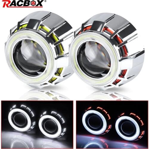 2.5 Inch Bi-Led Projector Lens Dual Color Angel Eyes Lenses White With Blue Red Angel eye Refit For H7 H4 Car Headlight Assembly