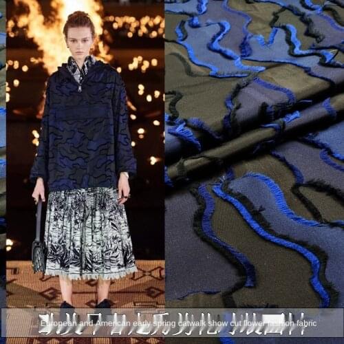 European Designer jacquard fabric catwalk camouflage cut flower fabric dress pants windbreaker custom fabric star style