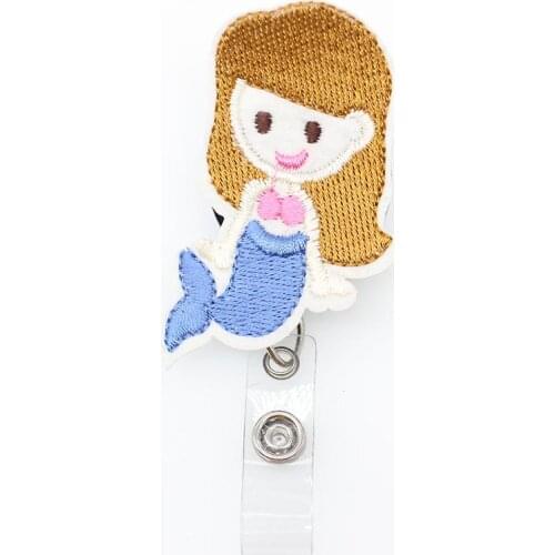 Felt lovely Mermaid Princess Retractable Badge Reel Student name Card Badge holder reel