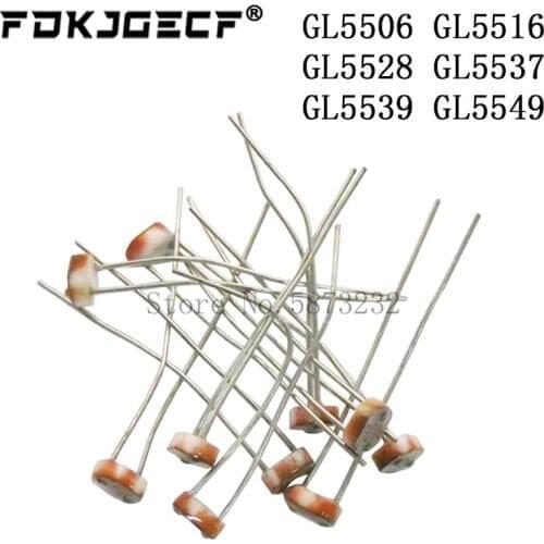 20PCS LDR Photo Light Sensitive Resistor Photoelectric Photoresistor 5528 GL5528 5537 5506 5516 5539 5549 For Arduino