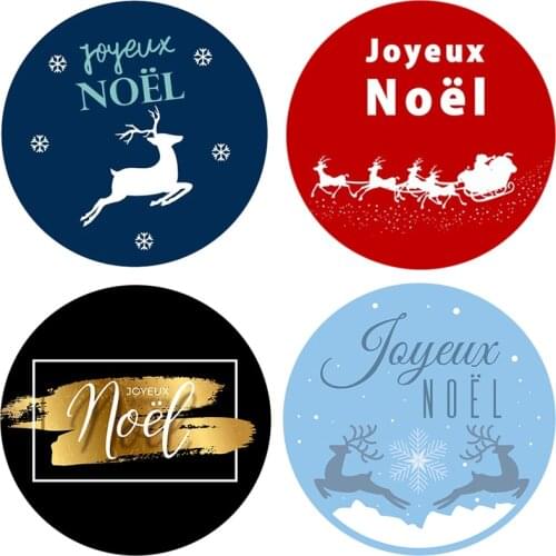 Joyeux Noel Christmas Gift Sealing Stickers Self-adhesive Stickers New Year Xmas Merry Christmas Party Decor Labels 3.5/4.5cm