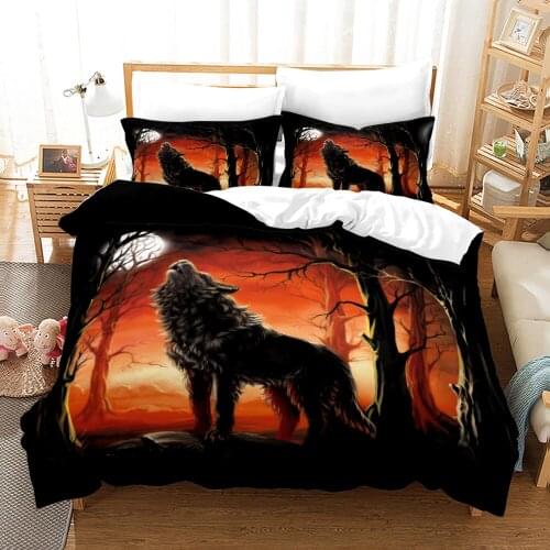Wolf Bedding Set Single Twin Full Queen King Size Animal Wolf Bed Set Childrens Kid Bedroom Duvetcover Sets 3D Design 019