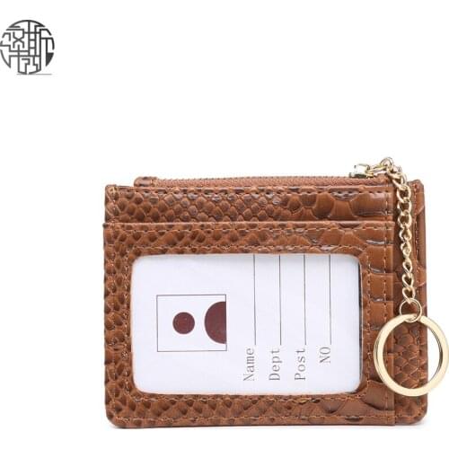 Zenos New Design Luxury Slim Id Cards Holders With Key Chain Ostrich Pattern Card Holder Wallet