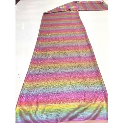 Latest african SYJ-426685 lace fabric with stones high quality sequins lace Nigerian Tulle Lace for evening party