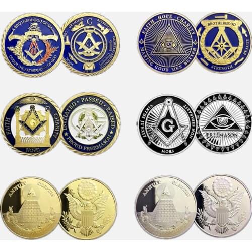 Hot Masonic Challenge Coins Set 6 Coins Religious Freemason Art Souvenir Master Mason Gift Brotherhood Fatherhood Collectibles