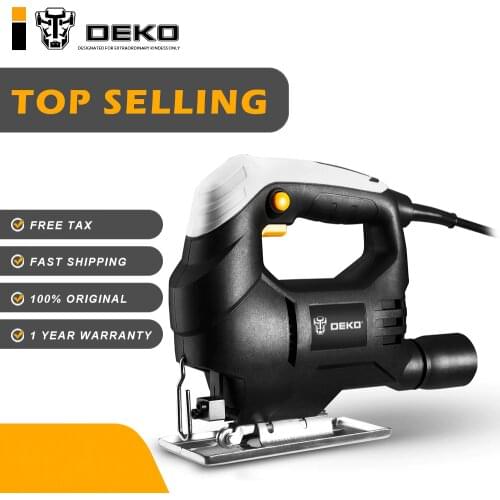DEKO 350W Jig Saw Convenient Continuous Mode Electric Saw with 1pc Blade, Allen Wrench 2pcs Carbon Brushes Jigsaw Power Tools