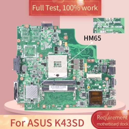 For ASUS K43SD REV2.2 HM65 DDR3 Notebook motherboard Mainboard full test 100% work