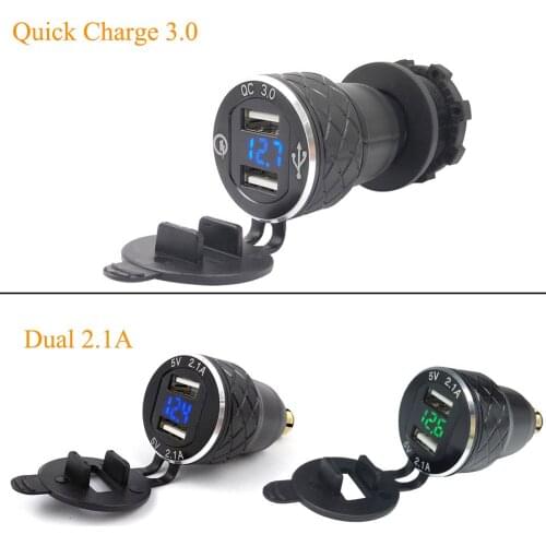 2.1A Mini Motorcycle USB Voltage Display Dual USB Port Aluminum Alloy Waterproof Cigarette Lighter Adapter For Triumph 800 XC