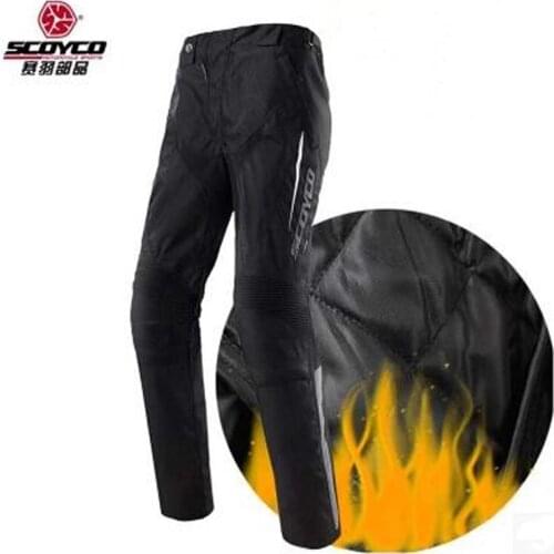 2018 New SCOYCO Motorcycle riding pants Men waterproof warm Oxford motorbike racing trousers P018-2 with knee hip pad