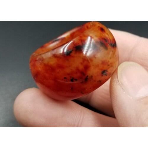 Real Red jade ring natural stone jade with Texture handmade rings for men inner diameter 20-23mm ruby ring