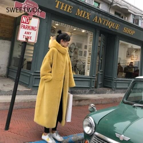 2021 New Imitation Mink Velvet Luxury Faux Fur Coats Parkas Women Winter Thick Loose Warm Outwear Plush Hooded Jacket Female