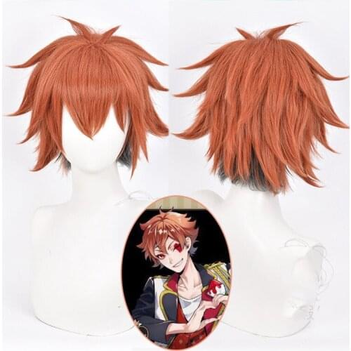 Ace Trappola Wig Twisted Wonderland Cosplay Men Short Orange Wig Cosplay Anime Cosplay Heat Resistant Synthetic Wigs Accessories