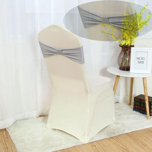 100pcs White Lycra Chair Band Ivory Black Single layer Spandex Chair Sashes With Net Buckle good quality for Wedding Ev