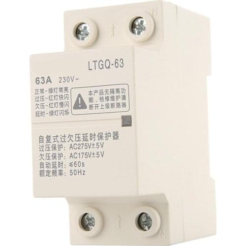 Adjustable Automatic Reconnect Over Voltage And Under Voltage Protection Relay 2P63A mini circuit breaker