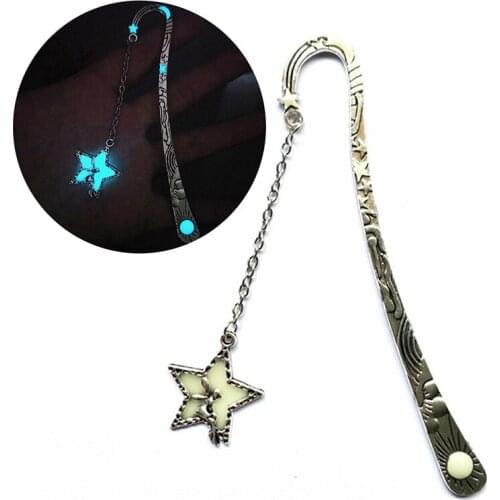 Luminous Metal Star Flying Man Whale Tail Bookmark Glow In The Dark Book Marker Gifts