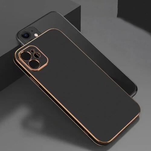Slim Matte Case For iPhone 12 11 Pro Xs Max XR X 7 8 Plus SE 12 Mini Luxury Gold Plating Bumper Silicone Pure Color Cover Fundas
