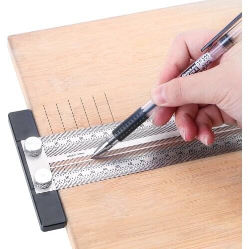 Stainless Steel High-precision Scale Ruler Metal Ruler T-type Hole Ruler Gauging Tool