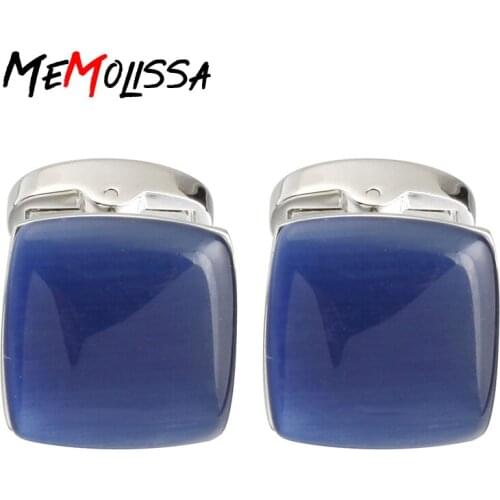 MeMolissa Shirt Cufflinks for mens Deep Blue Color Opal Design Business Wedding Party Suit Accessaries Cuff Links Wholesale