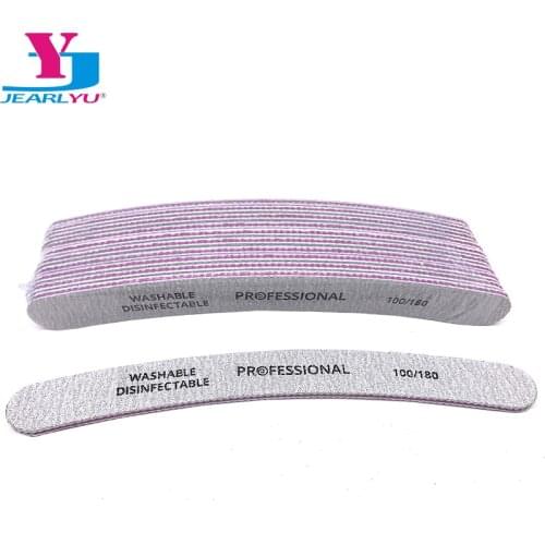 10Pcs/lot Nail File 100/180 Design For Nails Tools Curve Banana Manicure Zebra Sandpaper File Buff Plastic Emery Board Pedicure