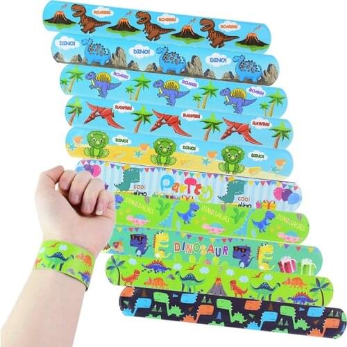 10pcs Dinosaur PVC Wristband Bracelet Cartoon Animal Roar Jungle Party Decoration Kids Boy Safari 1st Happy Birthday Supplies