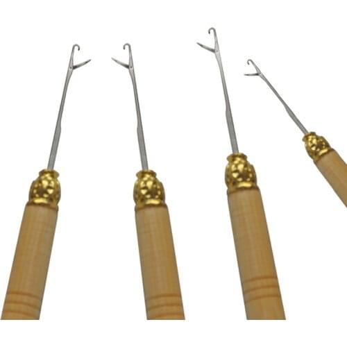 12pcs/pcs Wooden Handle Needle- Hook Tool for Micro Rings Hair Extension Tool