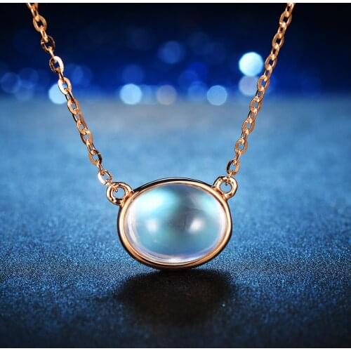 14K Rose Gold Bear Cub Pendant Necklaces for Women Sapphire Bule Gemstone Anniversary Jewelry Bijoux Romantic Gift Girl Friend