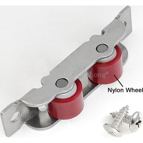 2PCS Stainless Steel Door Window Silent Nylon Pulley Flat Wheel Sliding Door Fittings Glass Door Sliding Rollers