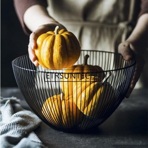 50pcs Nordic Minimalist Fruit Basket Living Room Creative Fruit Drain Basket Home Iron Fruit Bowl Storage Basket