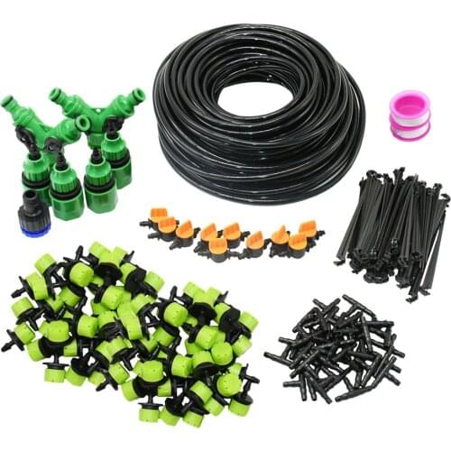 5-60M 1/4'' Automatic Micro Drip Irrigation System Garden 8 Hole Spray Self Watering Kits With Adjustable Green Dripper