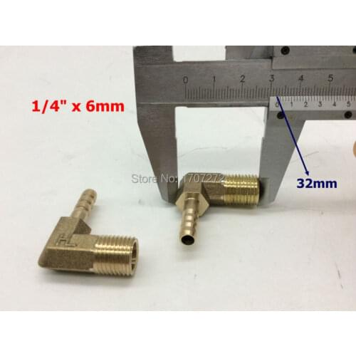 Free shipping 6mm Hose Barb x 1/4" inch Male BSP Thread Elbow Brass Barbed Fitting Coupler Connector Adapter