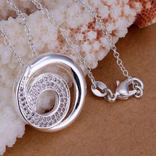 P239 Free Shipping 925 sterling silver Necklace, 925 silver fashion jewelry Inlaid stone circle 6 words /bcnajtua eodanfka