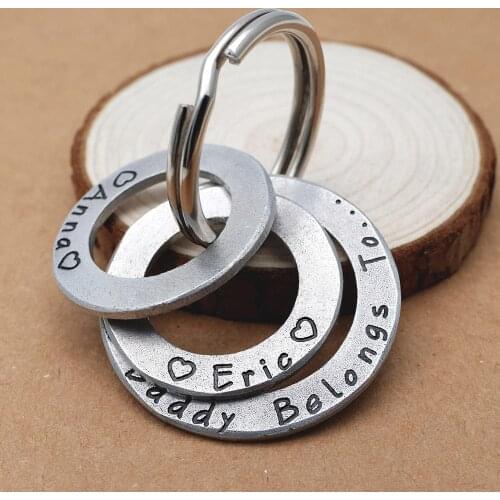 Personalized Daddy Keychain From Kids Custom Name Mens Keyring Fathers Day Gift Birthday Gift For Him