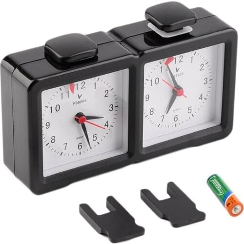 Clock Quartz Analog Competition Two Faces Game Timer Mute Chess Clock Black