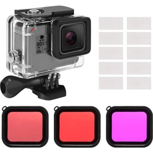Housing Case Filter Kit for GoPro Hero 7 Hero 6 Hero 5 Black/Waterproof Case Diving Protective Housing Shell + 3 Pack Filter