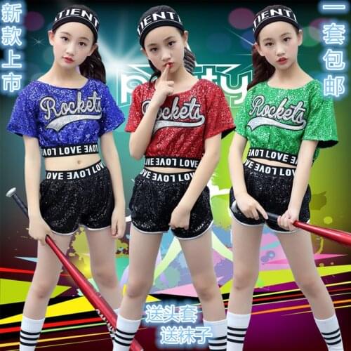 Kids Modern Jazz Dance Costumes Sequin Children Hip Hop Ballroom Performance Dancing Wear Girls Fashion Streetwear Rave Outfits