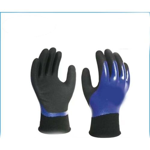 Breathable nylon dipped wrinkle foam gloves waterproof non-slip wear gloves