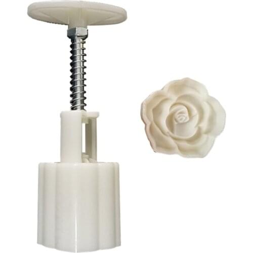 Mooncake Mold Rose Flower Stamp Cake Cookie Mould Cutter Hand Pressure Food Grade Baking Accessories