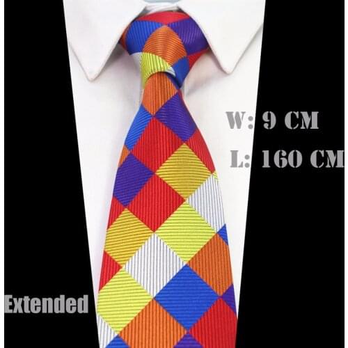 GUSLESON New Arrivel Extra Long Size Tie For Men 160cm*9cm Necktie Plaid Paisley Silk Jacquard Woven Neck Tie Suit Wedding Party