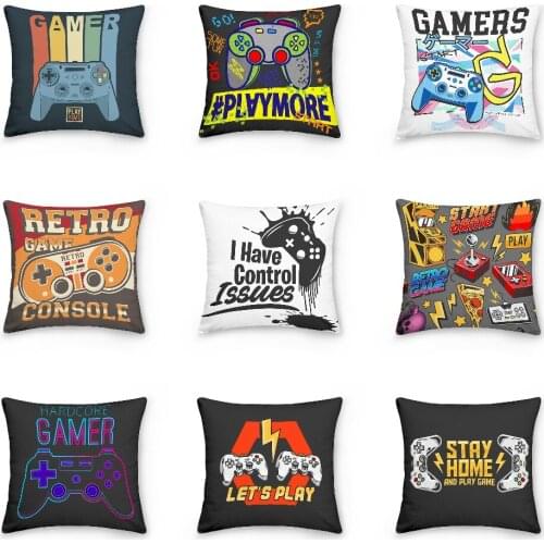 Game Controller Printed Cushion Cover For Gamer Bed Pillowcase Kids Boys Pillowcases Sofa Office Cushion Case Home Decorative