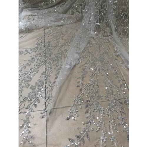 J-268682 fashion with sequined and beads tulle embroidery African lace fabric, for ladies party dresses