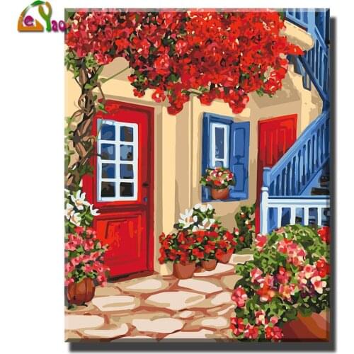 Full Square Drill 5D DIY Diamond Painting Kit Landscape Red House Set Diamond Embroidery Cross Stitch Mosaic Sale Home Decor