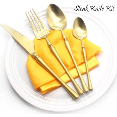 Best 4Pcs/Set Metal Stainless Steel Flatware Set Knife Fork Spoon Cutlery Set Exports to Europe and the United States
