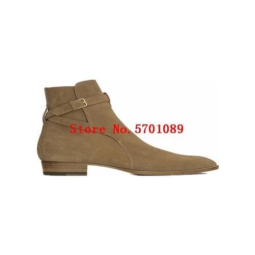 Man Genuine Leather Suede Wyatt 30 Jodhpur Boots Handmade Kanye West Paris Fashion Catwalk Wyatt Ankle Boots Shoes