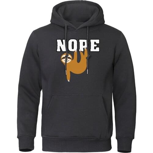 Men Autumn Fleece Warm Pullover Nope Lazy Folivora Hoodie Sweatshirt Casual Cartoon Kawaii sloth Hoodies Harajuku Streetwear