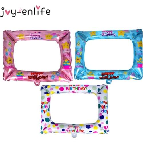 Birthday Blue Pink Inflatable Photo Frame Photo Booth Props Happy Birthday Party Decorations Kids Adult Picture Frame Party