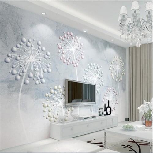 Mural papel de parede Custom wallpaper Modern Scandinavian 3d Stereo Ball Relief Dandelion TV Backdrop Wall papier peint