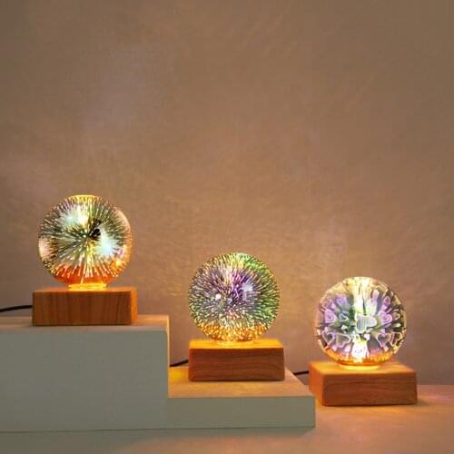 3D Printing Night Light Crystal Ball Colorful LED Lamp Fairy Home Room Bedside Decor USB Rechargeable Lights with a Base