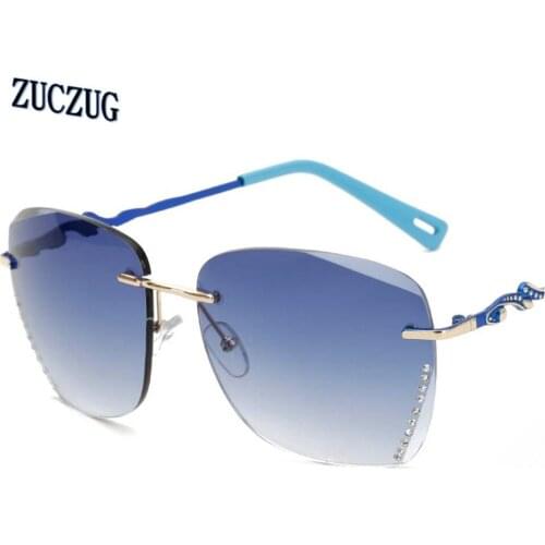 New frameless sunglasses European American fashion sunglasses wholesale Diamante female sun glasses Ocean pieces sunglasses